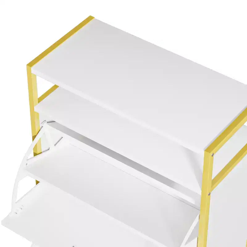 Banc de rangement, étagère à chaussures d'entrée à 2 tiroirs basculants, coussin de siège amovible