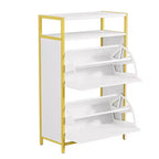 Banc de rangement, étagère à chaussures d'entrée à 2 tiroirs basculants, coussin de siège amovible