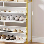 Banc de rangement, étagère à chaussures d'entrée à 2 tiroirs basculants, coussin de siège amovible