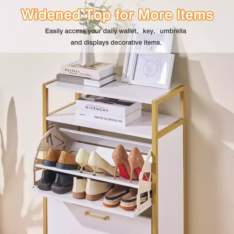 Banc de rangement, étagère à chaussures d'entrée à 2 tiroirs basculants, coussin de siège amovible