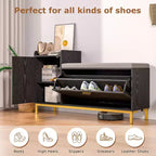 Banc de rangement, étagère à chaussures d'entrée à 2 tiroirs basculants, coussin de siège amovible
