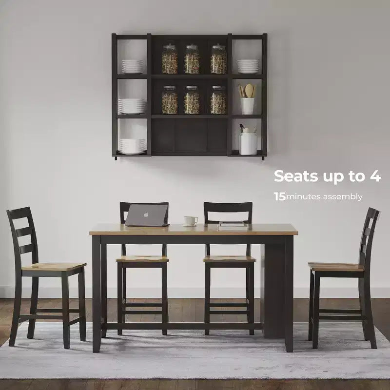 Table haute de bar avec plateau en bois massif