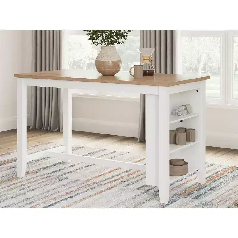 Table haute de bar avec plateau en bois massif