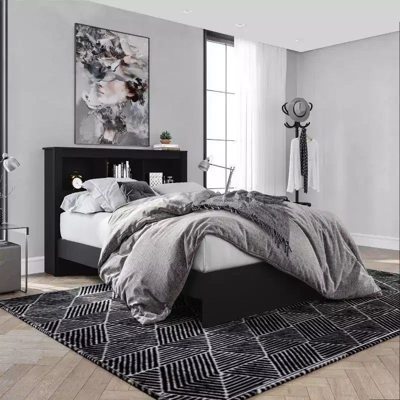 Dimensions du lit plateforme (hors tout) : 111,76 cm (H) x 147,32 cm (l) x 190,5 cm (P) Poids : 75,3 kg