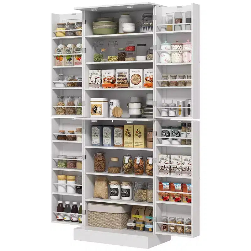 Armoire de cuisine moderne de 165 cm avec portes et étagères, Meuble de rangement autoportant pour salle à manger
