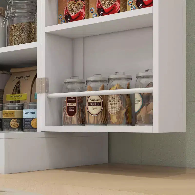 Armoire de cuisine moderne de 165 cm avec portes et étagères, Meuble de rangement autoportant pour salle à manger