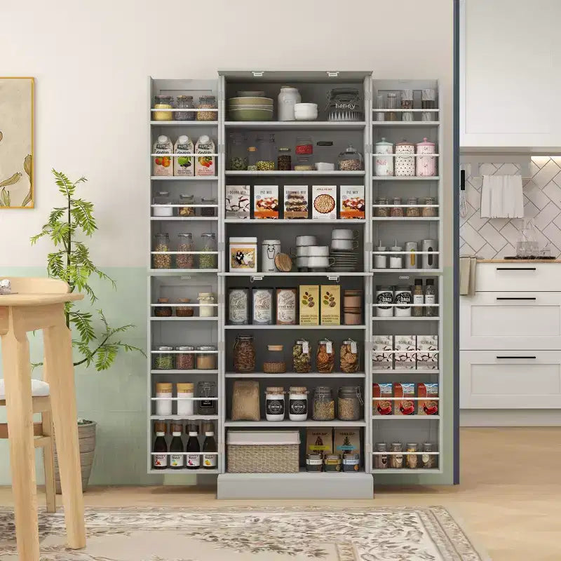 65 Kitchen Pantry Cabinet, Modern Storage Cabinet with Doors and Shelves, Freestanding Cupboard for Dining Room