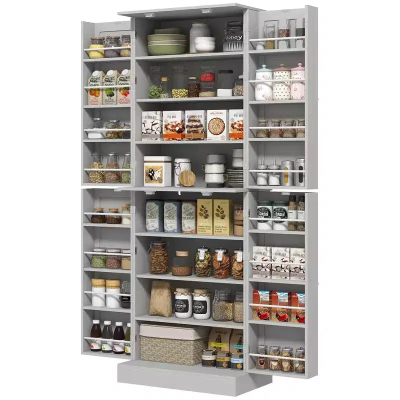 Armoire de cuisine moderne de 165 cm avec portes et étagères, Meuble de rangement autoportant pour salle à manger