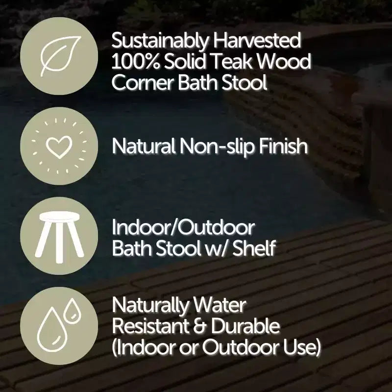Tabouret de douche et de bain naturel avec siège incurvé et étagère – Beige