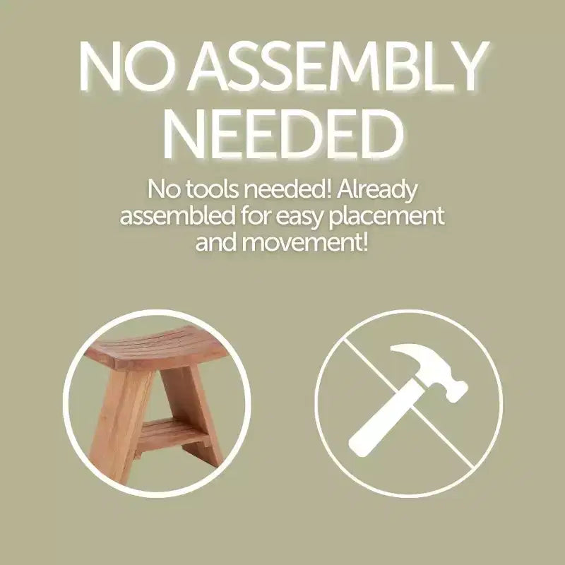 Tabouret de douche et de bain naturel avec siège incurvé et étagère – Beige