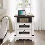 Table de chevet rustique de 45,7 cm avec station de charge, table de chevet avec 2 tiroirs et 2 ports USB, table d'appoint avec casier ouvert