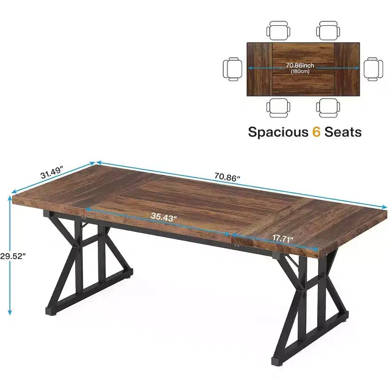 Table de conférence 6 pieds, 180 L x 80 l x 75 H cm
