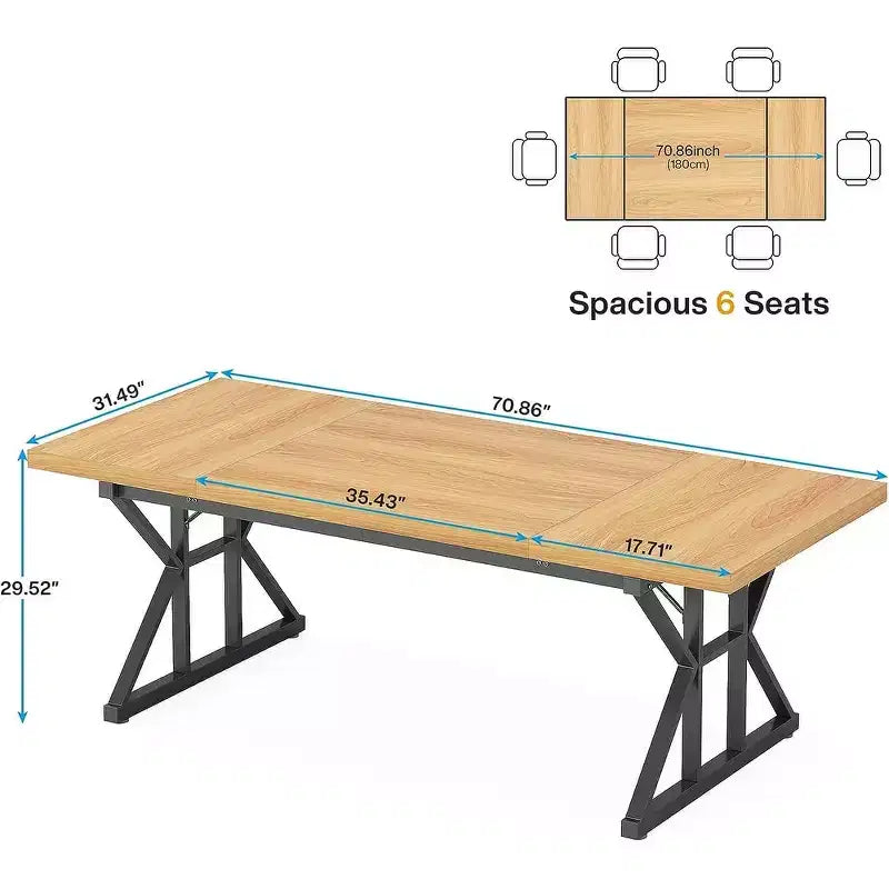 Table de conférence 6 pieds, 180 L x 80 l x 75 H cm