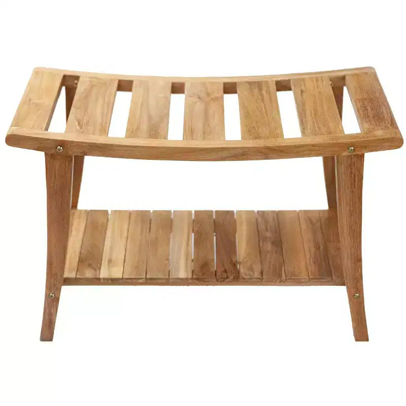 30 Asian Style Shower Bench with Shelf - Beige