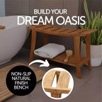 Banc de douche de style asiatique avec étagère, 76,2 cm – Beige
