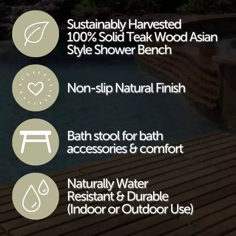 30 Asian Style Shower Bench with Shelf - Beige