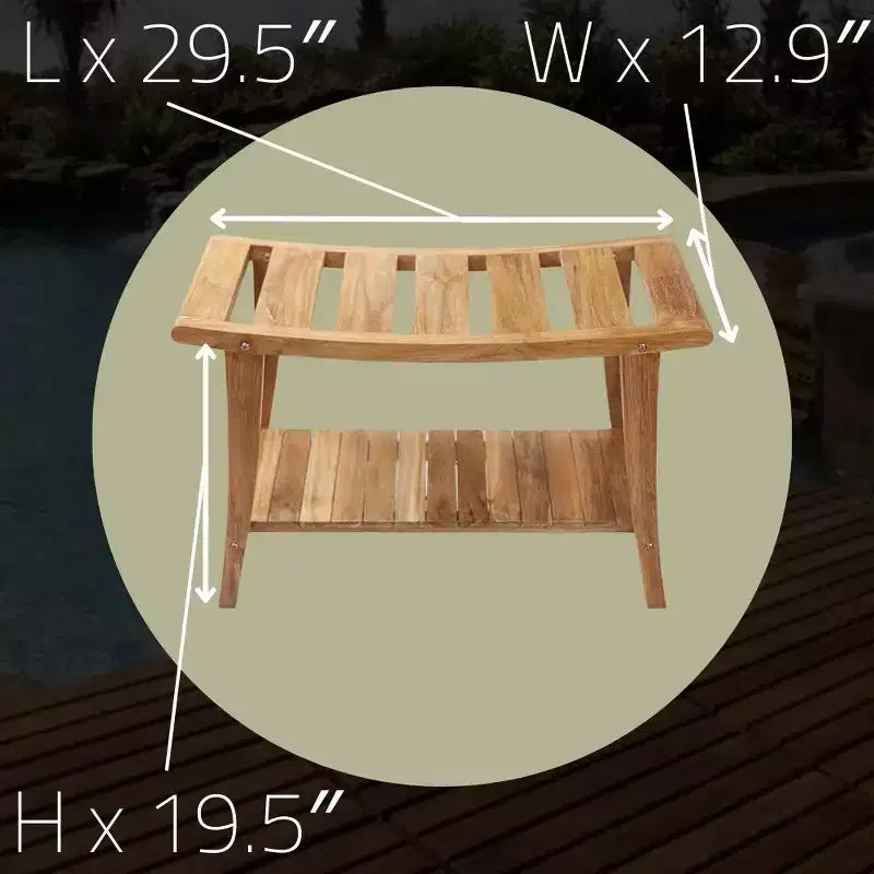 Banc de douche de style asiatique avec étagère, 76,2 cm – Beige