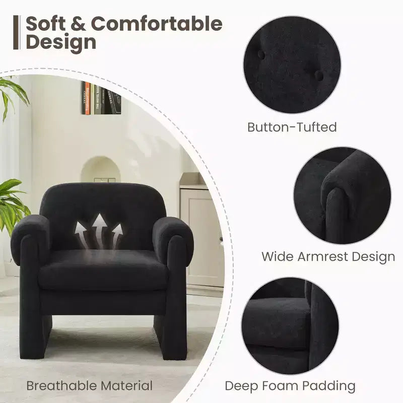 Fauteuil d'appoint rembourré Downy Fluffy Cloud, fauteuil pour chambre à coucher, hall d'accueil, salle de lecture, salon