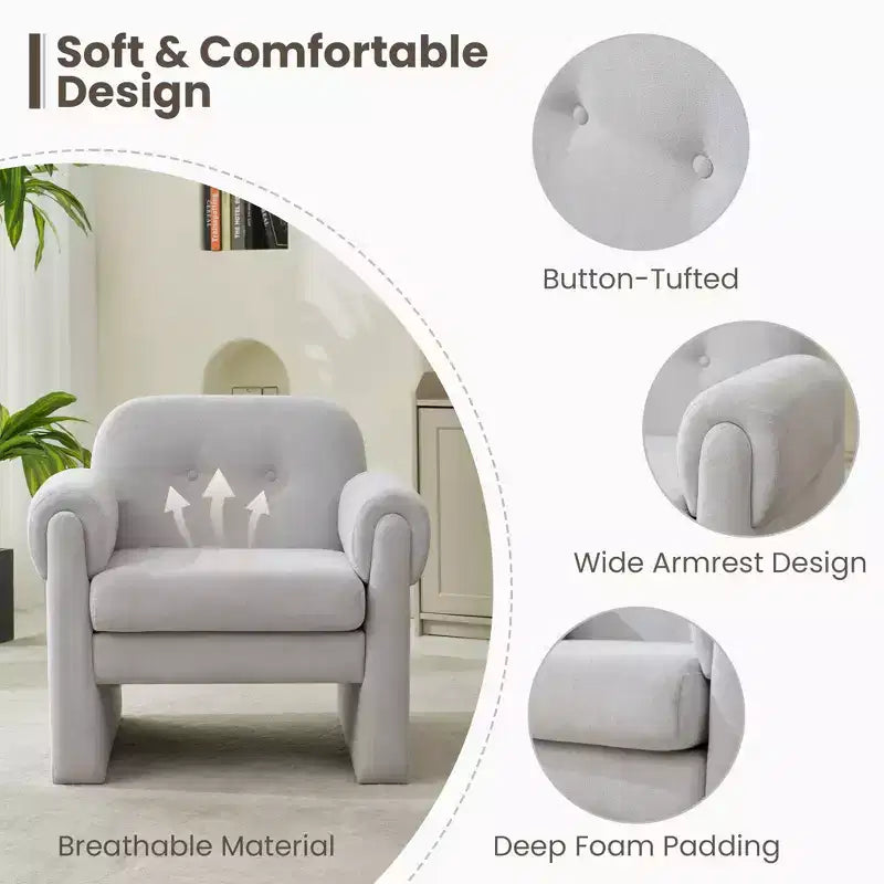 Fauteuil d'appoint rembourré Downy Fluffy Cloud, fauteuil pour chambre à coucher, hall d'accueil, salle de lecture, salon