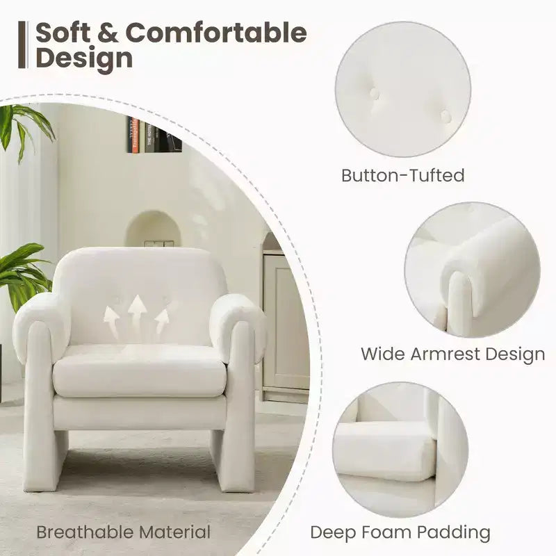 Fauteuil d'appoint rembourré Downy Fluffy Cloud, fauteuil pour chambre à coucher, hall d'accueil, salle de lecture, salon