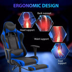 Chaise de jeu de course Fauteuils de jeu vidéo avec bureau d'ordinateur, cuir PU, appui-tête, soutien lombaire et siège pivotant à 360°