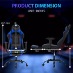 Chaise de jeu de course Fauteuils de jeu vidéo avec bureau d'ordinateur, cuir PU, appui-tête, soutien lombaire et siège pivotant à 360°
