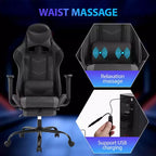 Chaise de jeu de course Fauteuils de jeu vidéo avec bureau d'ordinateur, cuir PU, appui-tête, soutien lombaire et siège pivotant à 360°