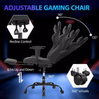 Chaise de jeu de course Fauteuils de jeu vidéo avec bureau d'ordinateur, cuir PU, appui-tête, soutien lombaire et siège pivotant à 360°