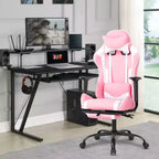 Chaise de jeu de course Fauteuils de jeu vidéo avec bureau d'ordinateur, cuir PU, appui-tête, soutien lombaire et siège pivotant à 360°