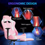 Chaise de jeu de course Fauteuils de jeu vidéo avec bureau d'ordinateur, cuir PU, appui-tête, soutien lombaire et siège pivotant à 360°