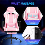 Chaise de jeu de course Fauteuils de jeu vidéo avec bureau d'ordinateur, cuir PU, appui-tête, soutien lombaire et siège pivotant à 360°