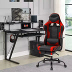Chaise de jeu de course Fauteuils de jeu vidéo avec bureau d'ordinateur, cuir PU, appui-tête, soutien lombaire et siège pivotant à 360°