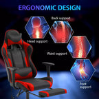 Chaise de jeu de course Fauteuils de jeu vidéo avec bureau d'ordinateur, cuir PU, appui-tête, soutien lombaire et siège pivotant à 360°