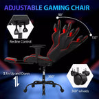 Chaise de jeu de course Fauteuils de jeu vidéo avec bureau d'ordinateur, cuir PU, appui-tête, soutien lombaire et siège pivotant à 360°