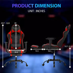 Chaise de jeu de course Fauteuils de jeu vidéo avec bureau d'ordinateur, cuir PU, appui-tête, soutien lombaire et siège pivotant à 360°