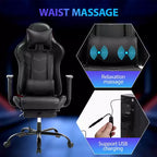 Chaise de jeu de course Fauteuils de jeu vidéo avec bureau d'ordinateur, cuir PU, appui-tête, soutien lombaire et siège pivotant à 360°