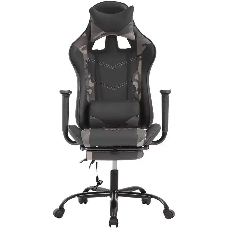 Racing Gaming Chair Video Game Chairs with Computer Desk PU Leather Headrest Lumbar Support & 360-Swivel Seat