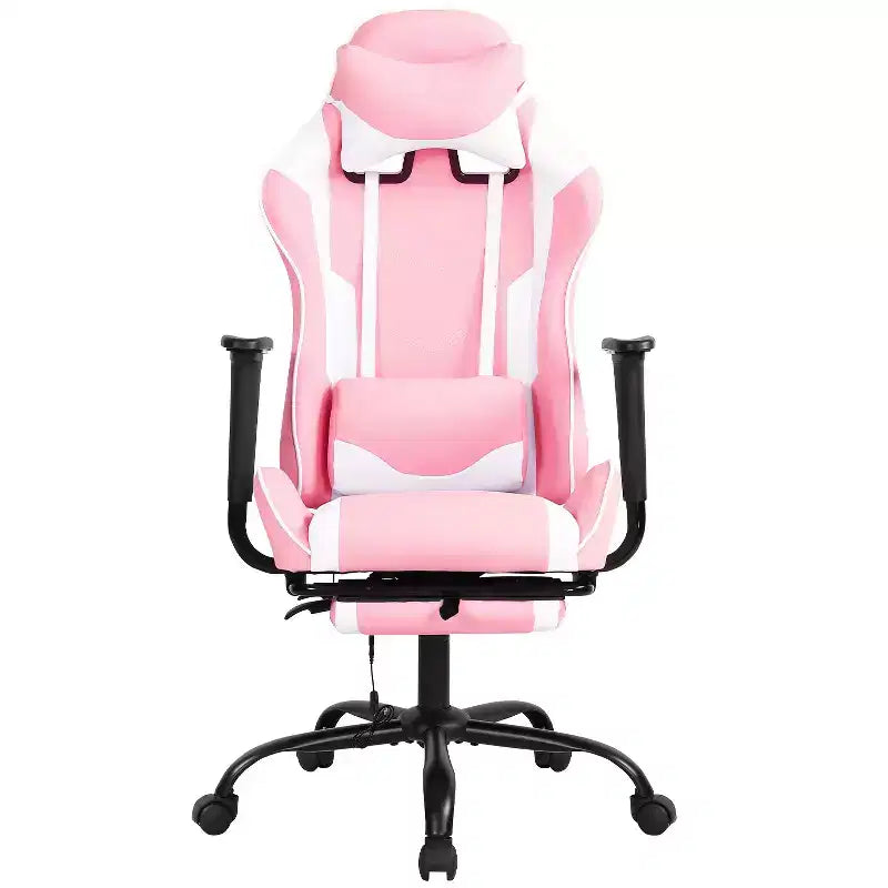 Racing Gaming Chair Video Game Chairs with Computer Desk PU Leather Headrest Lumbar Support & 360-Swivel Seat