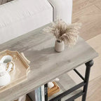Console, table de canapé à 3 niveaux, table d'entrée étroite avec rangement, 43 pouces derrière le canapé, table de couloir industrielle, gris rustique