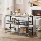 Console, table de canapé à 3 niveaux, table d'entrée étroite avec rangement, 43 pouces derrière le canapé, table de couloir industrielle, gris rustique