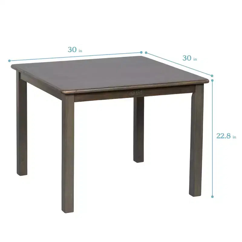 Table carrée en bois dur de 30 po x 30 po avec pieds de 22 po, Meubles pour enfants
