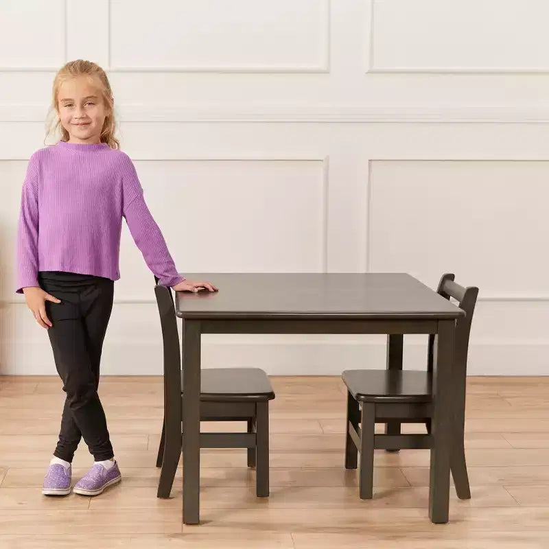 Table carrée en bois dur de 30 po x 30 po avec pieds de 22 po, Meubles pour enfants