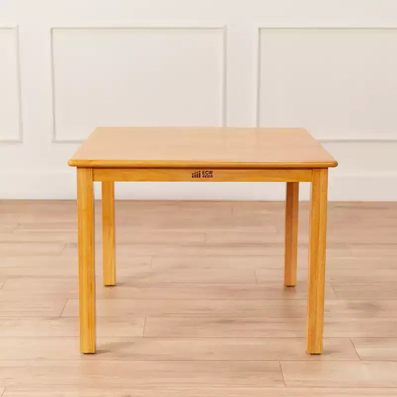Table carrée en bois dur de 30 po x 30 po avec pieds de 22 po, Meubles pour enfants