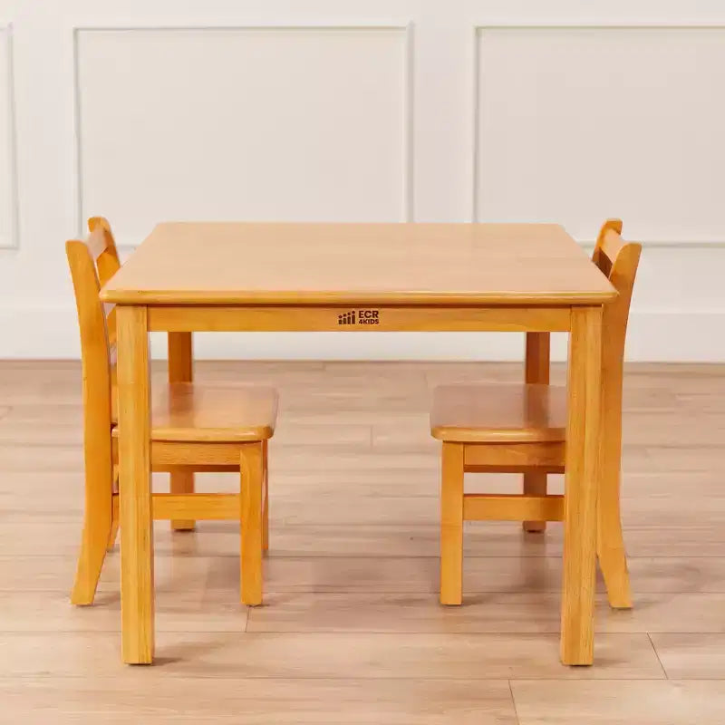 Table carrée en bois dur de 30 po x 30 po avec pieds de 22 po, Meubles pour enfants