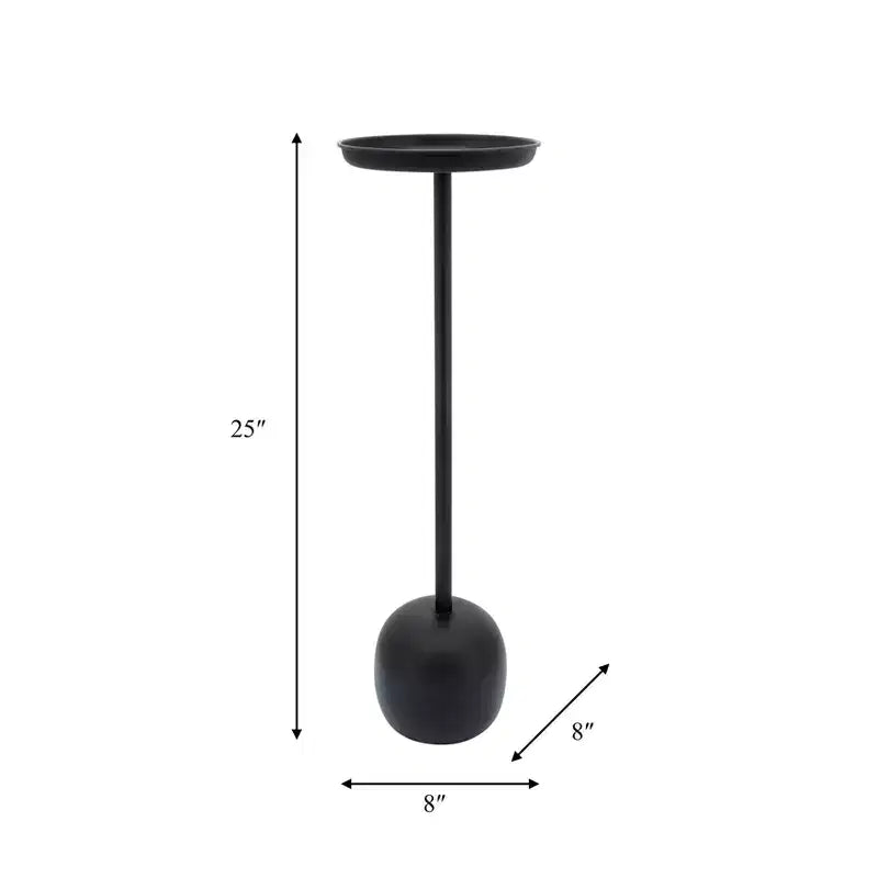Table d'appoint élégante, table de chevet ou petit support de table pour la décoration intérieure - Table de nuit en métal avec plateau rond pour la décoration de chambre à coucher ou de salon - 26 noir