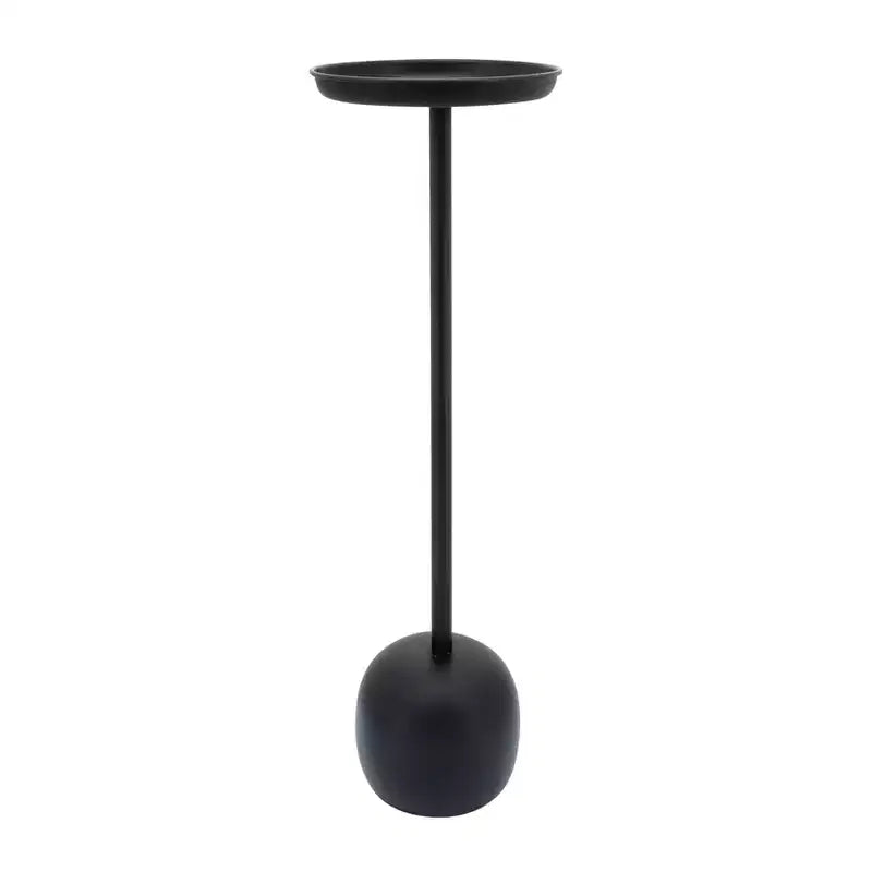 Sleek End Table, Side Table, or Small Table Stand for Home Decor - Metal Night Stand with Round Tray Top for Bedroom or Living Room Decor - 26 Black