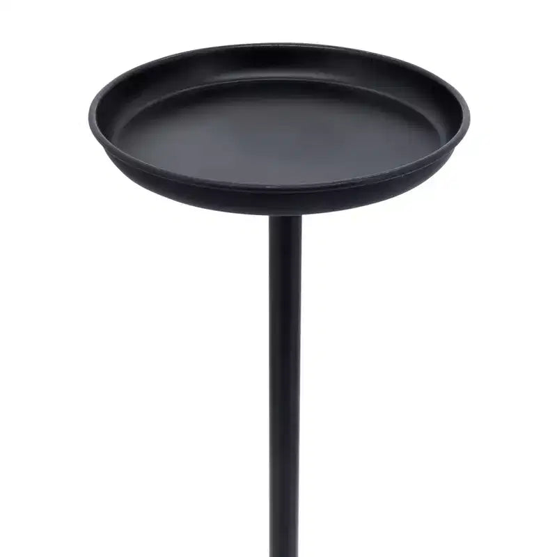 Table d'appoint élégante, table de chevet ou petit support de table pour la décoration intérieure - Table de nuit en métal avec plateau rond pour la décoration de chambre à coucher ou de salon - 26 noir