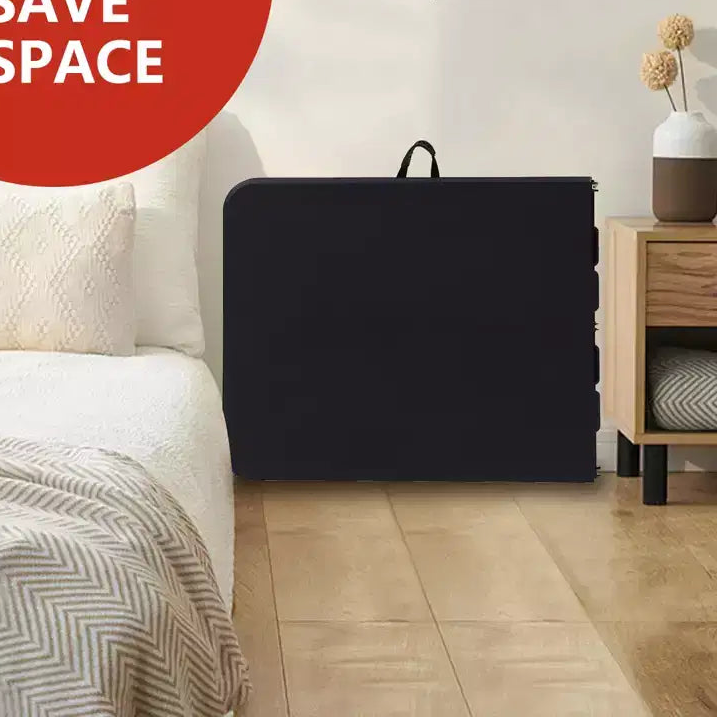 Table pliante rectangulaire noire de 1,80 m en plastique HDPE, pour intérieur et extérieur, avec pieds en acier