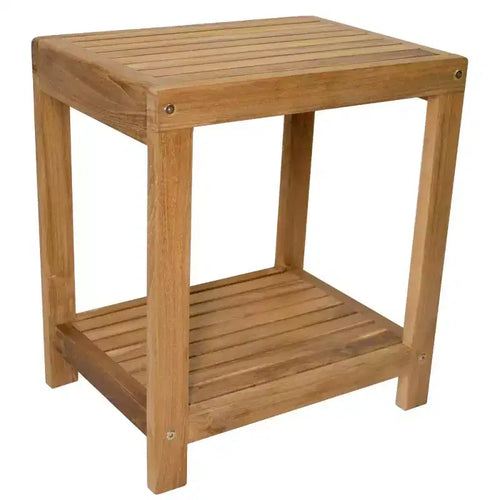 Nordic Teak 18 Natural Shower and Bath Spa Bench with Shelf