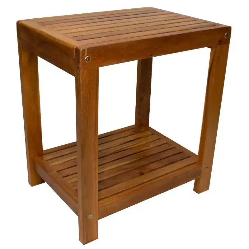 18 Natural Shower and Bath Spa Bench with Shelf
